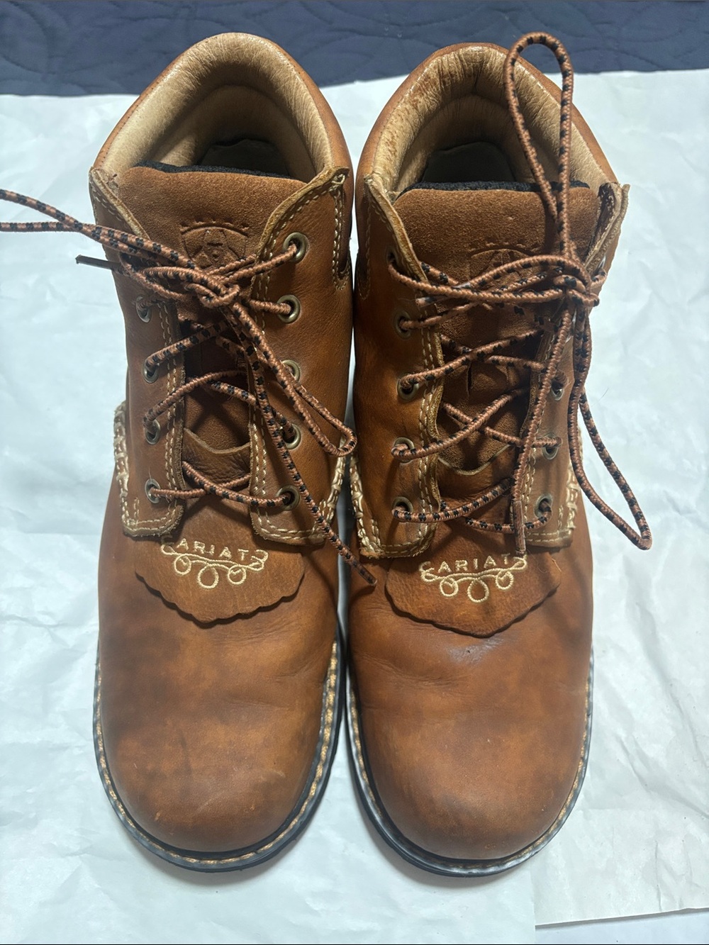 Ariat Tan Brown Leather Lace-Up Women's Ankle Booties